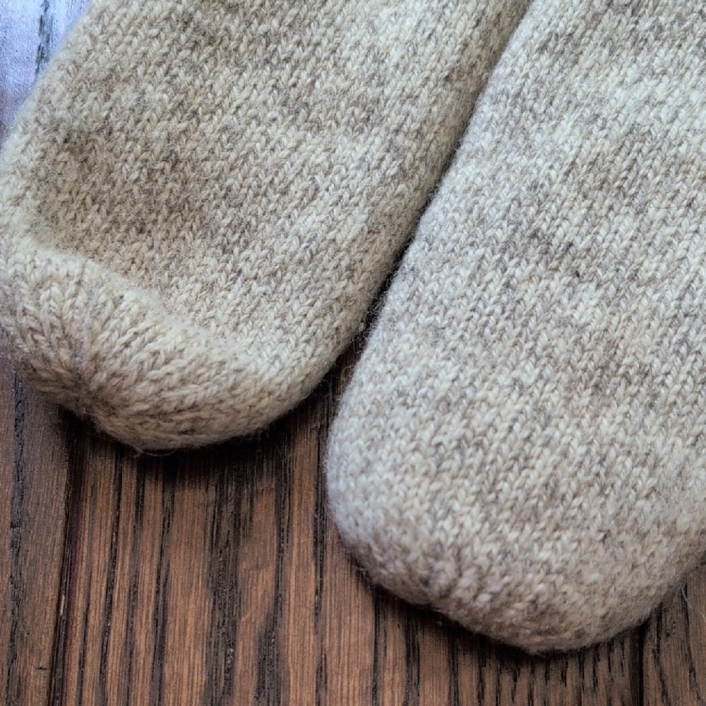 Vintage Wool Tan Heather Oatmeal Winter Mittens - Picture 5 of 11